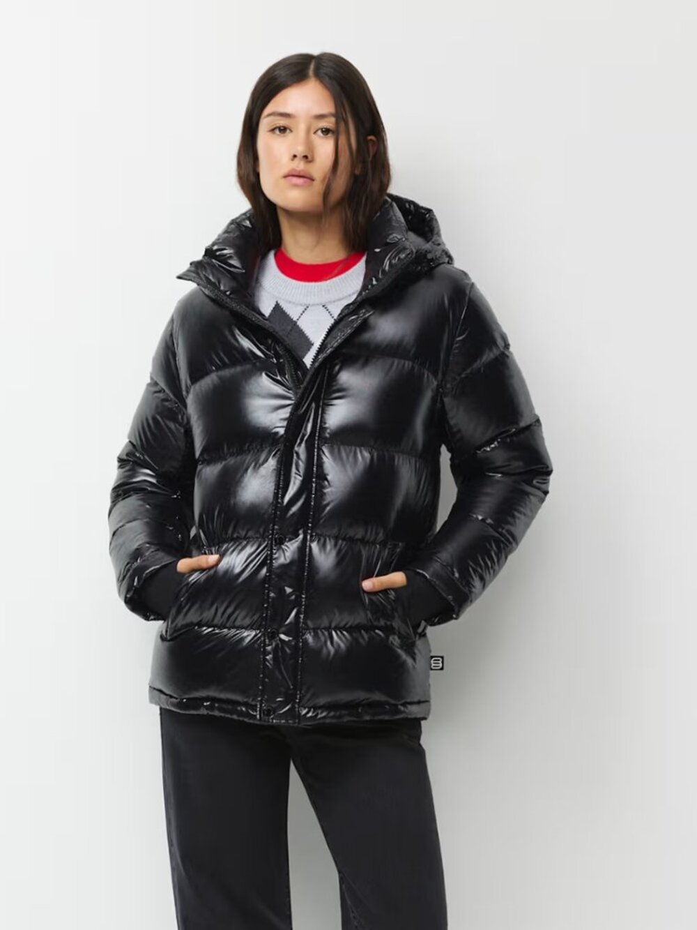 Aritzia Super Puff Jacket Hi Gloss Black Down Puffer XS